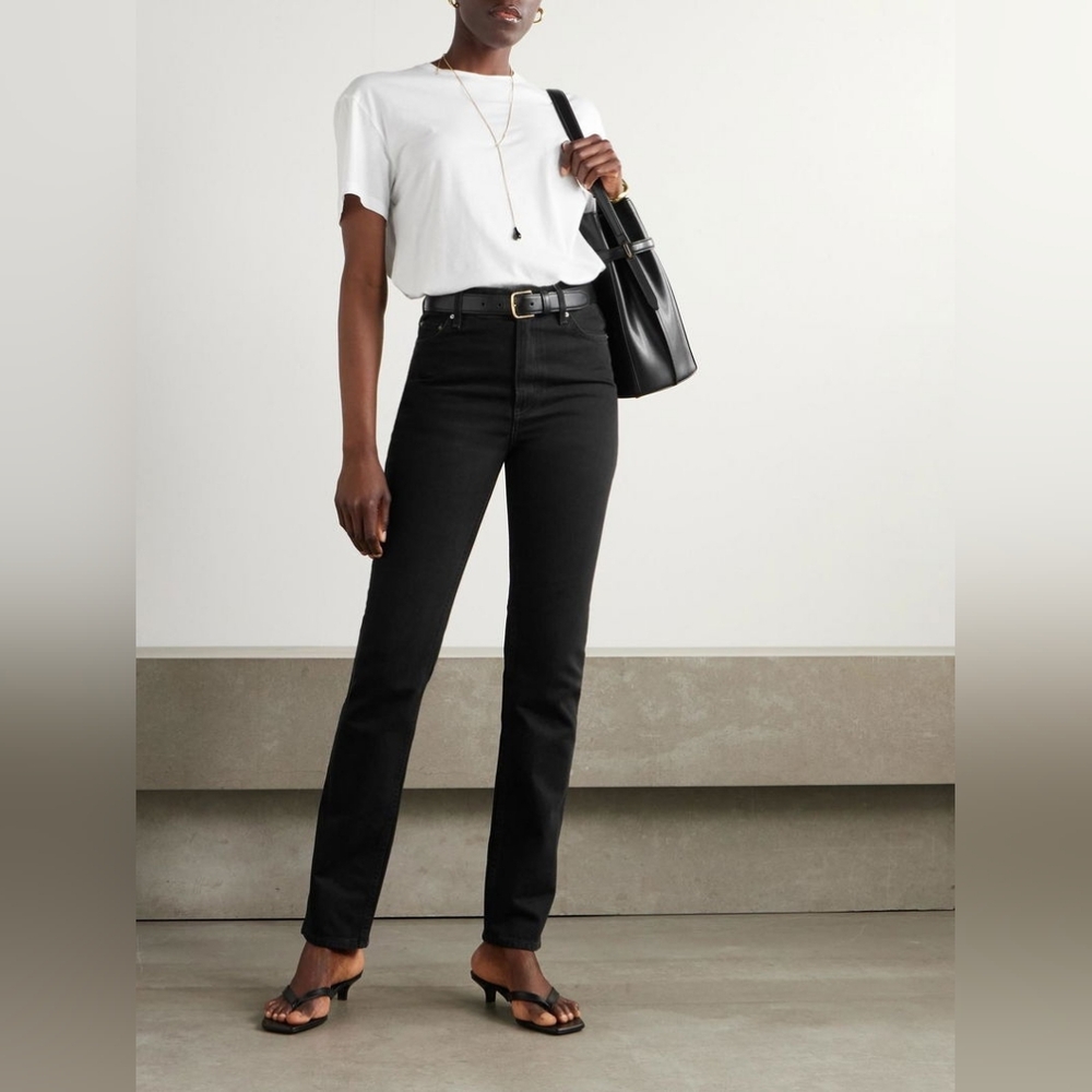 TOTEME Faded Black High-Rise Classic Straight Leg Slim Fit Jeans - Size 30